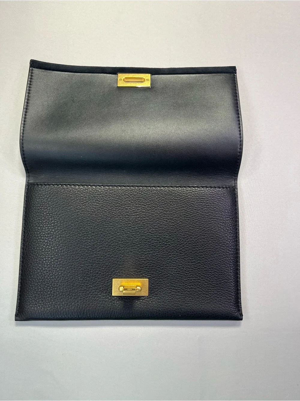 Tory Burch Black Suede Leather Clutch with Gold Turn-Lock - NWT